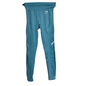 Gymshark Flawless Knit‎ Tights Teal Blue Small Workout Athletic Gym Running